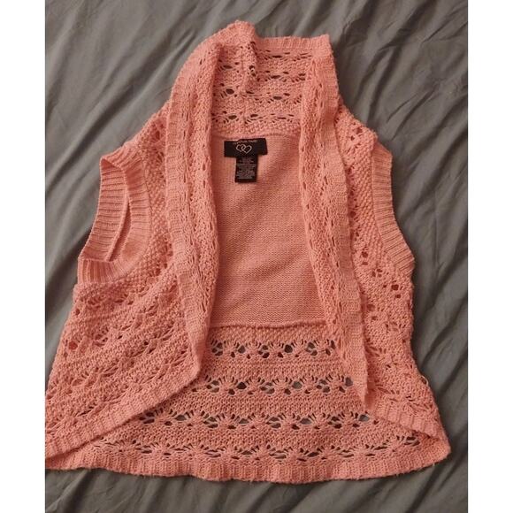 Peach Open-Knit Shrug Cardigan Its Our Time Girls Size 7/8 Lightweight Layering - Picture 2 of 7
